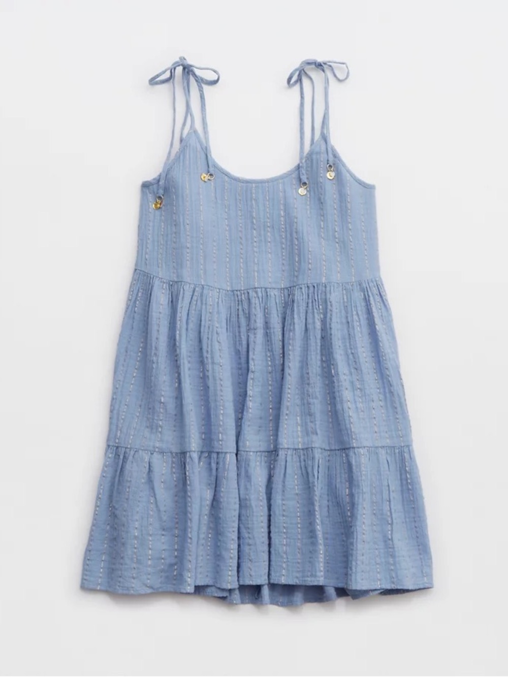 Aerie NWT magic hour coverup dress blue size small gold glitter thread